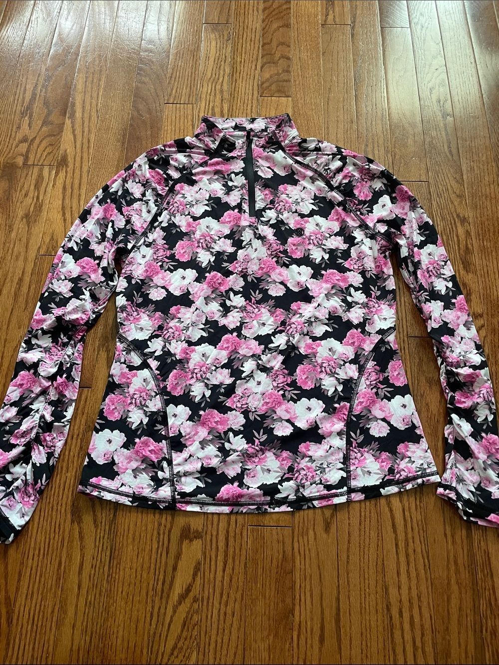 G/Fore Pink Black Floral 1/4 Zip Pullover Women’s Sz Medium